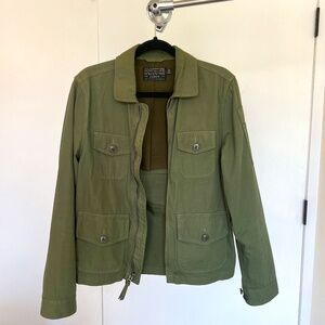 J Crew Military Jacket Mens Large Army Green Cargo Pockets Full Zip